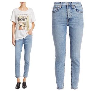 RE/DONE High Rise Ankle Crop Stretch Button Fly 28